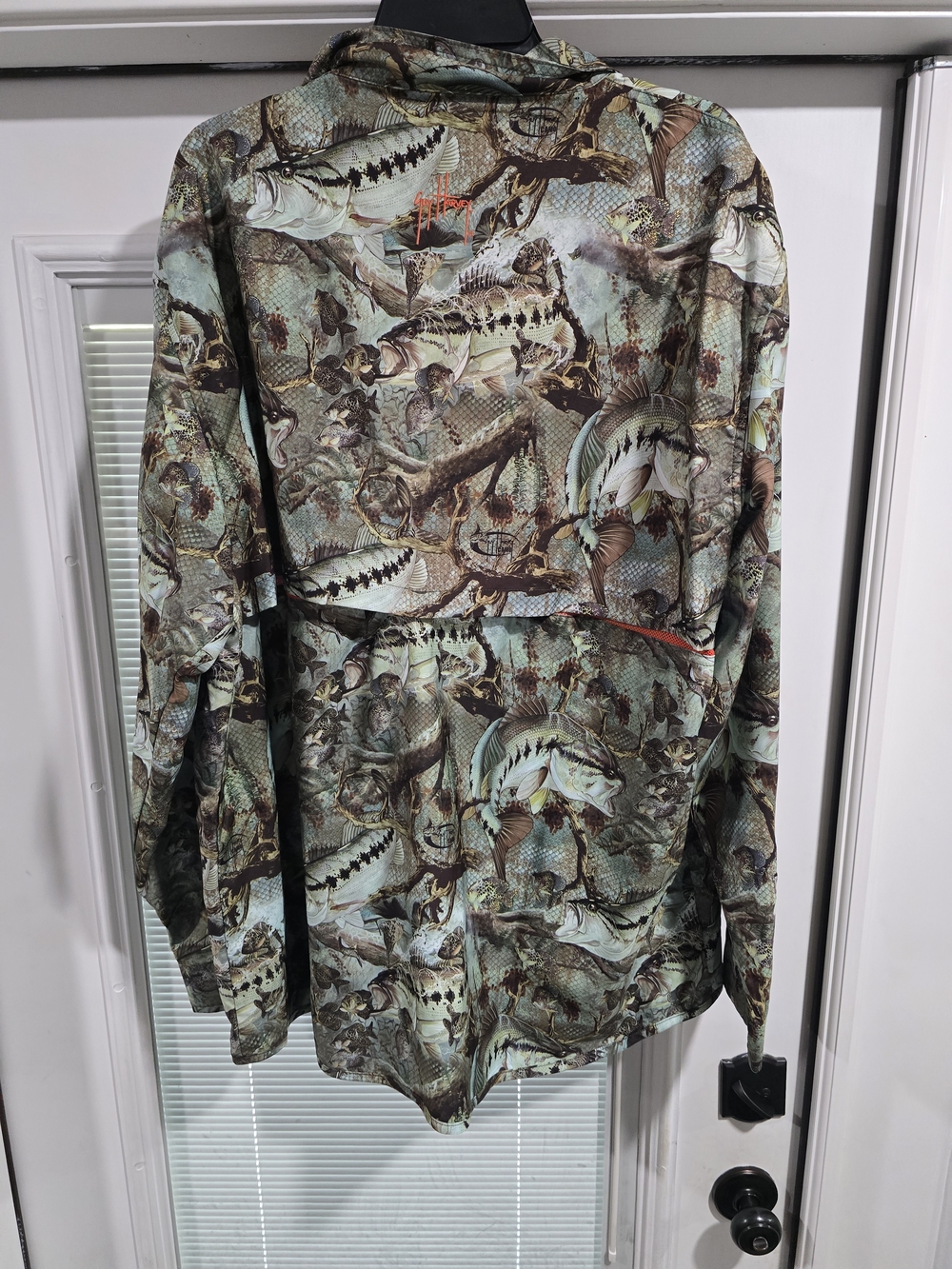 2XL Guy Harvey Camo Men's Largemouth Bass Fish-Print Long Sleeve Shirt